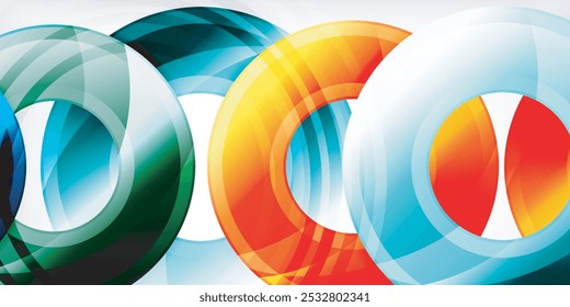 círculos coloridos brilhantes com efeitos de luz. Fundo abstrato