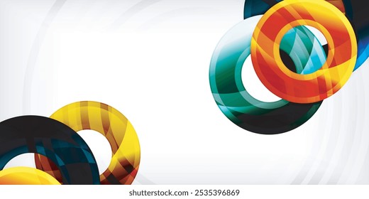 Bright colorful circles with light effects. Abstract background