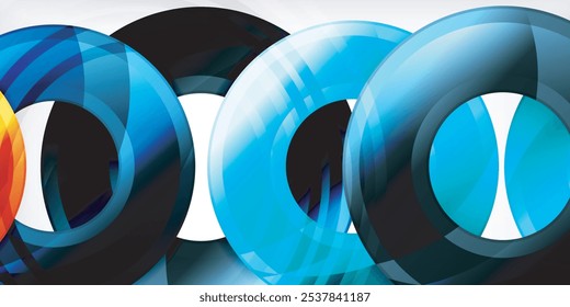 Bright colorful circles with light effects. Abstract background