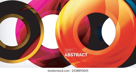 Bright colorful circles with light effects. Abstract background