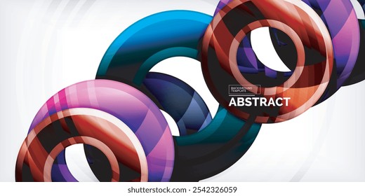 Bright colorful circles with light effects. Abstract background