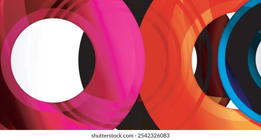 Bright colorful circles with light effects. Abstract background
