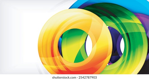 Bright colorful circles with light effects. Abstract background