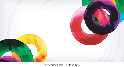 Bright colorful circles with light effects. Abstract background