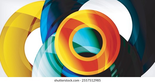 Bright colorful circles with light effects. Abstract background