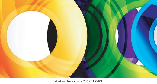 Bright colorful circles with light effects. Abstract background