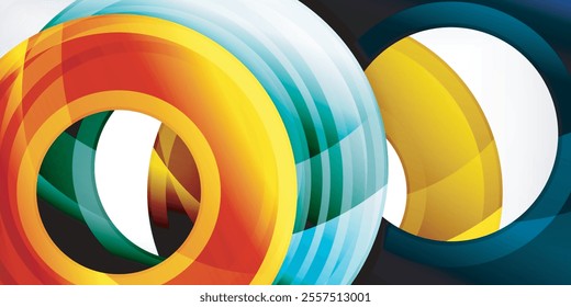 Bright colorful circles with light effects. Abstract background