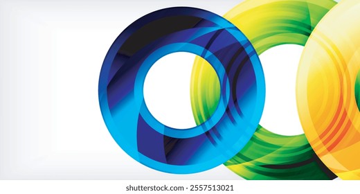 Bright colorful circles with light effects. Abstract background