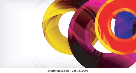 Bright colorful circles with light effects. Abstract background