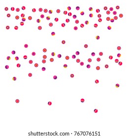 Bright colorful Confetti, bright colorful background, cute and fun decoration. Vector illustration for celebration, party, festive, holiday. Design for cards, invitations