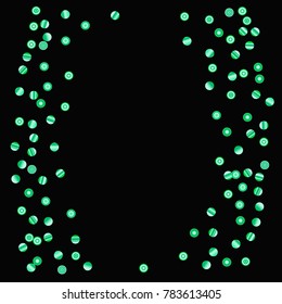 Bright colorful Confetti, background, cute and fun decoration. Vector illustration for celebration, party, festive, holiday. Black background. Design for cards, invitations