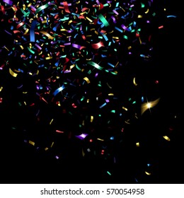 bright colorful confetti on a black background