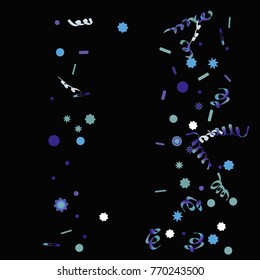 Bright colorful Confetti and serpentine, bright colorful background, cute and fun decoration.Vector illustration for celebration, festive, holiday. Black background.Design for cards, invitations