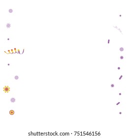 Bright colorful Confetti and serpentine set, bright colorful background, cute and fun decoration. Vector illustration for celebration, party, festive, holiday. Design for cards, invitations