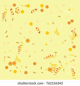Bright colorful Confetti and serpentine set, bright colorful background, cute and fun decoration. Vector illustration for celebration, party, festive, holiday. Design for cards, invitations