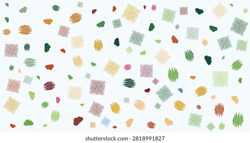 Bright colorful confetti shapes in various sizes and forms scattered on a white backdrop ideal for parties celebrations and joyful occasions