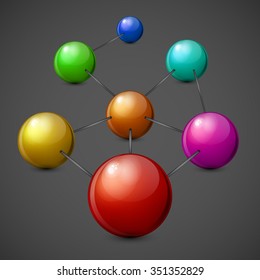Bright and colorful connected globes. Vector illustration for your graphic design.