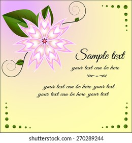 Bright, colorful decorative element in the form of a flower with pink petals. Can be used as greeting cards for all kinds of celebrations, wedding invitation.