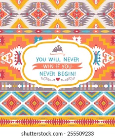 Bright colorful decorative geometric pattern in tribal american style