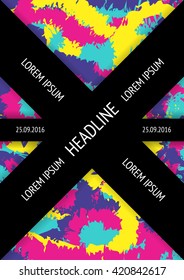 Bright colorful design template for book cover, poster, flyer, banner, annual report. Vector illustration