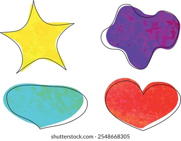 bright colorful different doodle shapes collection set vector