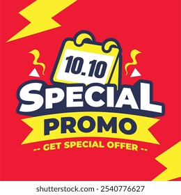 Bright and colorful early month sale banner with bold '10.10 Special Promo' text and eye-catching lightning bolt accents, perfect for highlighting discounts and offers.