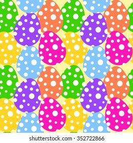 Bright and colorful easter eggs on seamless background.