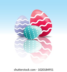 Bright colorful Easter eggs, simple illustration