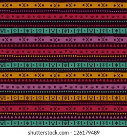 Bright colorful endless texture with geometric elements. Seamless hand drawn simple scribble pattern. Template for design and decoration