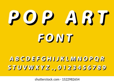 Bright colorful English alphabet, made in the style of pop art font. Vector illustration.