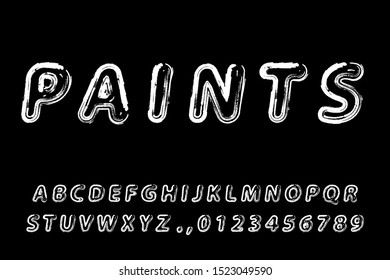 Bright colorful English alphabet, made in the form of font strokes of paint. Vector illustration.