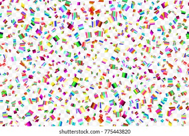 Bright colorful falling confetti isolated on trasparent background.