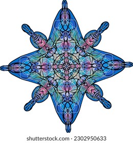Bright colorful fantasy stained glass element. Kaleidoscope, star. Element for design.