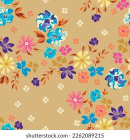 Bright and colorful fashion floral seamless background