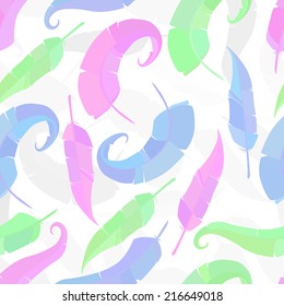 Bright colorful feathers vector seamless pattern 
