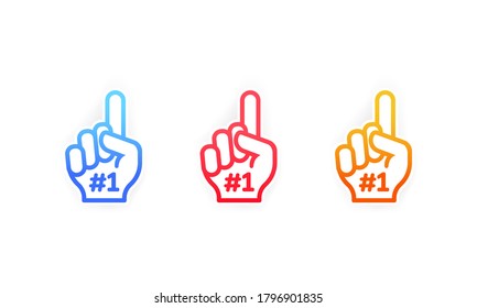 Bright colorful fingers set. Number one and the best. Vector on isolated white background. EPS 10
