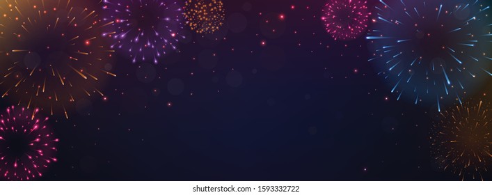 Bright Colorful Fireworks on night background