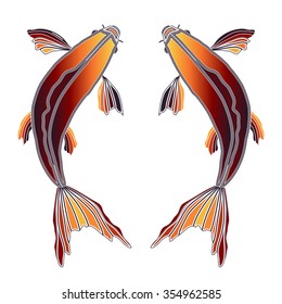 Bright colorful fishes, zodiac Pisces sign for astrological predestination and horoscope