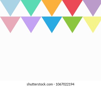 Bright colorful flags, party decoration, birthday, holiday decor, vector, background, space for text