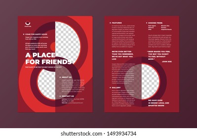 Bright colorful flyer with minimal geometric patterns and shapes. General layout perfect for modern style. Suitable for different advertising and marketing purposes in various fields.