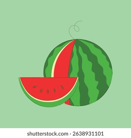 A bright and colorful Fresh Watermelon Illustration perfect for Summer themed designs and ideas
