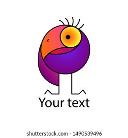 Bright colorful geometric bird. Stylized illustration of a bird on white background. Vector element for logos, posters, postcards and your design. Creative bright logo