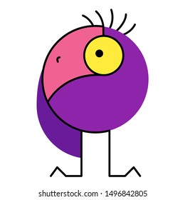 Bright colorful geometric bird. Stylized illustration of a bird on white background. Vector element for logos, posters, postcards and your design