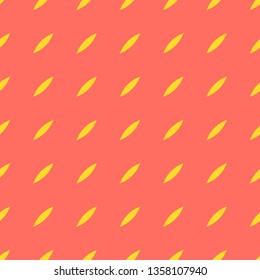Bright colorful geometric seamless pattern. Simple vector abstract texture with small ovate shapes, lines, strokes. Coral and yellow color. Minimalist funky background. Cute modern repeated design
