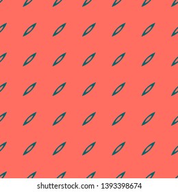 Bright colorful geometric seamless pattern. Simple vector abstract texture with small ovate shapes, seeds. Dark green and living coral color. Minimalist funky background. Summer style repeat design