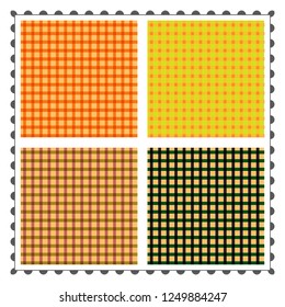 bright colorful gingham check background vector illustration image. different color shades with grey frame border.