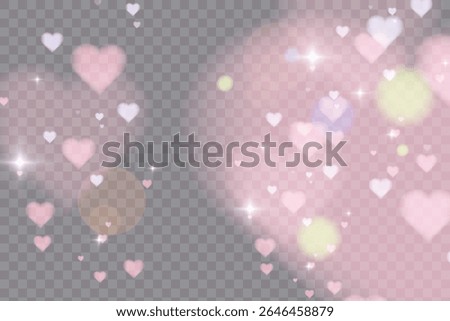 Bright colorful glow pattern of bright hearts with shimmering glitter and glare. Bright glow background in heart shape for Valentine's Day design.
