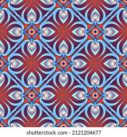 Bright colorful gorgeous seamless pattern. Overlapping art forms, stripes, segments are grouped and arranged in a certain order. Vector.
