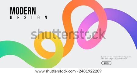 Bright colorful gradient wavy shape, abstract geometric modern background	