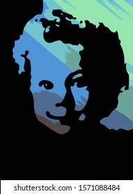 Bright and colorful graffiti stencil face. Little baby boy graffiti stencil face. Vector art.
